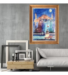Altın Varaklı Paspartulu Çerçeveli Tablo rv210