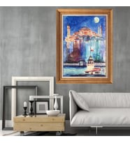 Altın Varaklı Paspartulu Çerçeveli Tablo rv210