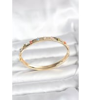 Pirinç Gold Renk Zirkon Taşlı Kelepçe Bileklik - TJ-BB8087