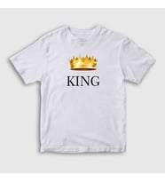 Presmono Unisex Çocuk Beyaz King Kral T-Shirt 381318tt (Beyaz)