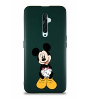 Oppo Reno 2Z Soft Premier Kapak Mickey Mouse-A Tasarımlı Silikon Kılıf - Yeşil (Şeffaf)