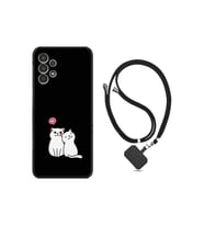 Samsung Galaxy A14 Kılıf Ipli Boyun Askılı Desenli Silikon Love Cats 1690