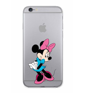 Apple iPhone 6S Plus Uyumlu Kamera Korumalı Tıpalı Kapak Minnie Mouse TasarımlıŞeffaf Kılıf