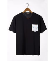 Erkek Siyah Bisiklet Yaka Cepli Oversize T-Shirt 22Y-3400762-44