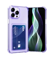 Teknomoda Apple iPhone 16 PRO MAX Kılıf Kartlıklı Anti Şok Korumalı Şeffaf Silikon (Lila)