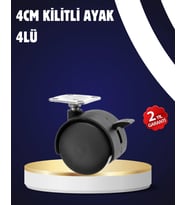 4’lü Kilitli Tekerlek Ayak 4 cm Sessiz ve Dayanıklı