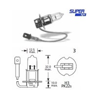 Super Light H3 Halojen Far Ampülü 12 Volt 60-55 Watt