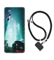 Xiaomi Mi 13 Lite Kılıf Silikon Boyun Askılı İpli Desenli Silikon Night Cars 1619