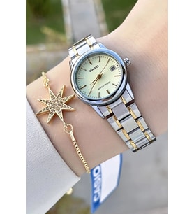 Casio CSISTE146 Gold Gümüş Renk Takvimli Kadın Kol Saati