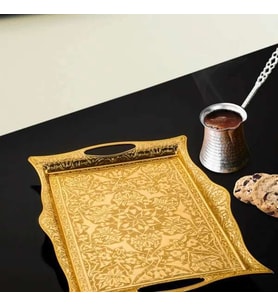 Dikdörtgen Gold  Renk  Servis Tepsisi