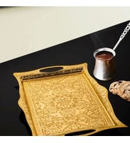 Dikdörtgen Gold  Renk  Servis Tepsisi