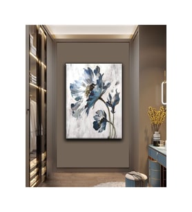Kanvas Tablo Yağlı Boya Görünümlü Beyaz Çiçek Tablosu Salon Tablosu Modern Duvar Süsü