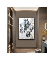 Kanvas Tablo Yağlı Boya Görünümlü Beyaz Çiçek Tablosu Salon Tablosu Modern Duvar Süsü