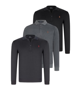 ÜÇLÜ SET V4007 DEWBERRY ERKEK SWEATSHIRT-SİYAH-LACİVERT-ANTRASİT