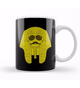 Cool Mustachioed Sphinx with Sunglasses & Mustache Kupa Bardak Porselen