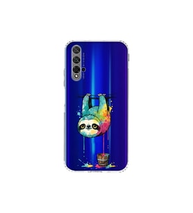 Honor 20 ile Uyumlu Splash Tembel Hayvan Tasarımlı Şeffaf Silikon Kılıf