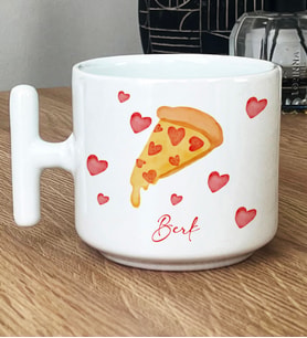 Kişiye Özel Pizza Lover Hediye T Kupa Bardak (Beyaz)