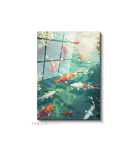 Dikey Cam Tablo Salon Duvar Tablosu Dikey Cam Koi Fish Etsy Yeni Ev Hediyesi Ofis Tablosu