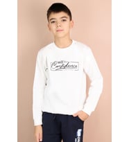 Breeze Erkek Çocuk Sweatshirt Yazı Baskılı 8-14 Yaş, Ekru
