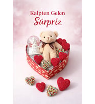 Sevgililer Günü Kalp Kutuda Jelibon Şeker & Ayıcık & Kar Küresi Hediye Seti – Kalpten Gelen Sürpriz