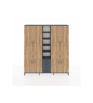Arges Dolap 17 Raflı 4 Çekmeceli 8 Kapaklı 220x30x243 Antrasit-Çam/Antrasit
