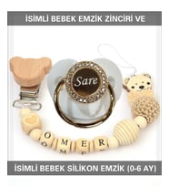 Sahi Aksesuar İsimli Bebek Emzik Zinciri ve Bebek Silikon Emzik