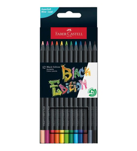 12 Renk Kuru Boya Black Edition 1 Paket 12 li Kuruboya Tam Boy Karton Kutu (Çok Renkli)