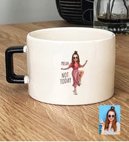 Kişiye Özel Karikatürlü Not Today Motivasyon Lüks Fincan Doğum Günü Hediyesi
