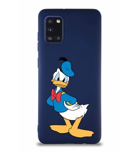 Samsung Galaxy A31 Soft Premier Kapak Donald Duck-D Tasarımlı Silikon Kılıf - Lacivert (Şeffaf)
