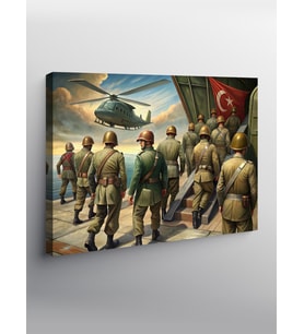 Kanvas Tablo Helikopter Ve Türk Askerleri