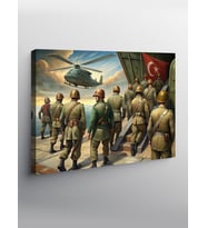 Kanvas Tablo Helikopter Ve Türk Askerleri