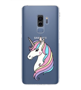 Samsung Galaxy S9 Plus Uyumlu Kamera Korumalı Kapak Unicorn Tasarımlı  Şeffaf Kılıf