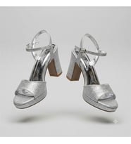 Kindep (Park Moda) Tek Bant Platform (1 cm) Kadın Topuklu (8 cm) Ayakkabı GUMÜŞ