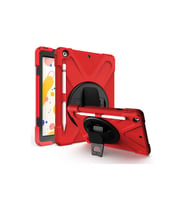 Northcity iPad Air 5 9.7 inç ile Uyumlu 360° Dönen Tablet Kılıfı - Kırmızı Standlı Koruyucu Kapak