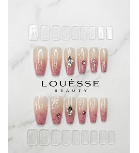 Louésse Blush Crystal Takma Tırnak Seti 12’li Pembe Ombre Taşlı & Parlak Tasarım