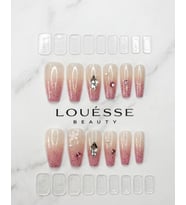 Louésse Blush Crystal Takma Tırnak Seti 12’li Pembe Ombre Taşlı & Parlak Tasarım