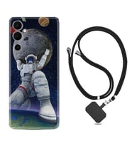 Tecno Pova Neo 2 Kılıf Silikon Boyun Askılı İpli Desenli Silikon Astronot ve Dünya 1759