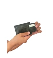 Premium Serisi Lüks Deri Özel Üretim Yatay Crazy Deri Kartlıklı Erkek Cüzdanı (Yeşil)