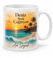 Antalya Deniz Güneş Temalı Kişiye Özel Kupa Bardak Hediye