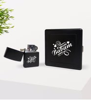 BK Gift Kişiye Özel Canım Babam Tasarımlı Siyah Metal Sigara Tabakası ve Benzinli Çakmak Seti-7
