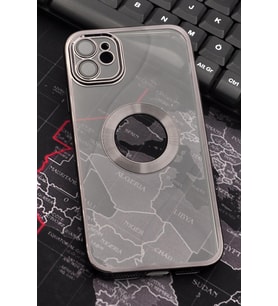 iPhone 11 Uyumlu Siyah Renkli Kenarlı Lazerli Şeffaf Kılıf Lens Korumalı (Renksiz)