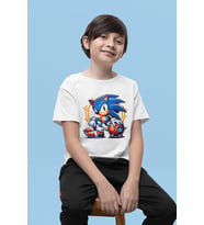 Unisex Tasarım Sonic Baskılı Oyun Çocuk Tişört (1-12 Yaş)