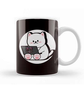 Code Girl Cat Computer Science Developer Internet Debugging Kupa Bardak Porselen