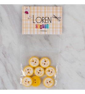 Loren Crafts sarı 8 li balık düğme - 579