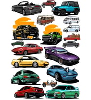 Arabalar Sticker Set 18 Parça Telefon, Tablet, Defter, Laptop Sticker