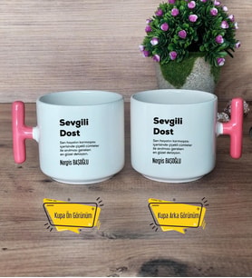 Sevgili Dost Kupa Bardak T Pembe Kulplu Arkadaşa Hediye, Dosta Hediye