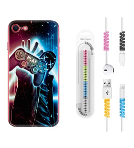Apple iPhone 5 6 7 8 Plus Se XR Kılıf Kablo Koruma Spiral Silikon Play Me 1757