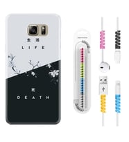 Samsung S7 Edge S20 Fe Plus Ultra S21 S22 Kılıf Kablo Koruma Spiral Silikon Life and Death 1339
