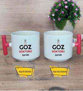 Göz Doktoru Kupa Bardak T Kırmızı Kulplu Tıp Bayramı Hediyesi