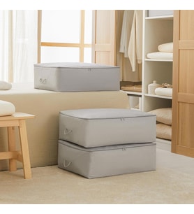 Ocean Home Textile 3'lü Büyük Boy Gri Balıksırtı Baza Altı Hurç Set 62 x 46 x 22 cm
